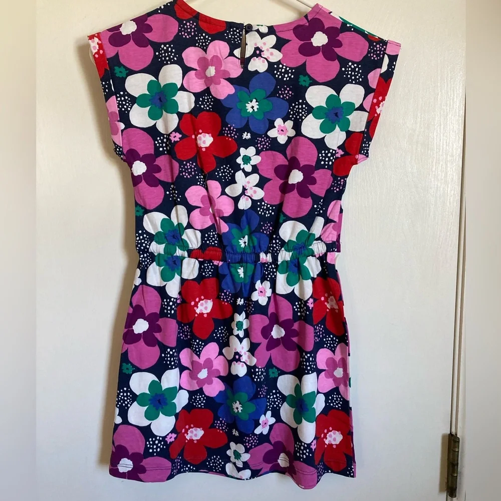 🌞Gymboree New Navy Multicolor Floral Cuffed Cap Sleeve Dress - Picture 6 of 6